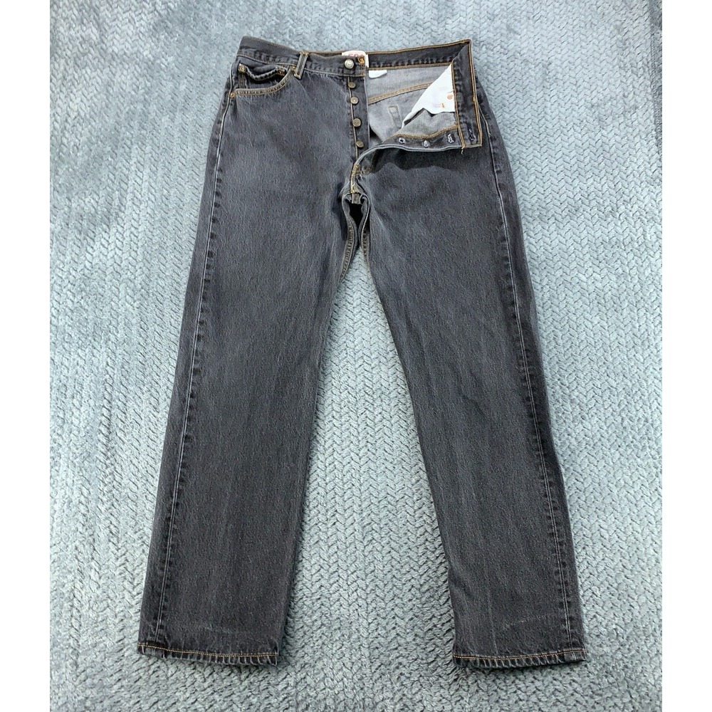 Levis 501 Jeans Men 36x34 (Fits 33x31) Gray Original Fit Straight Leg Y2K